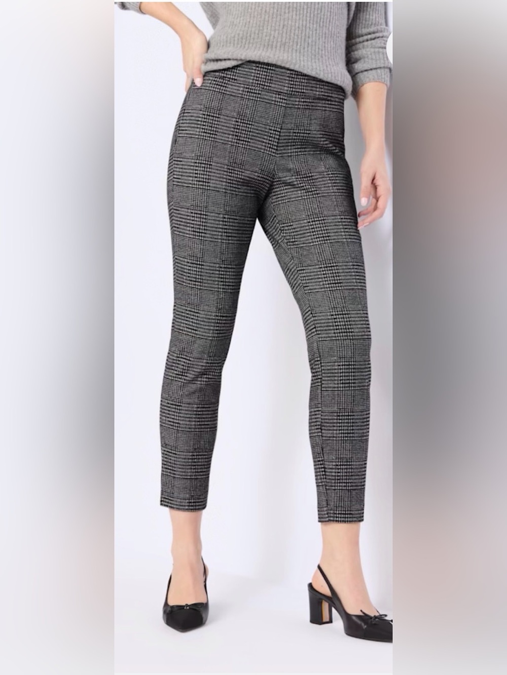 Violets and Roses Black and Gray Checkered Skinny Pants